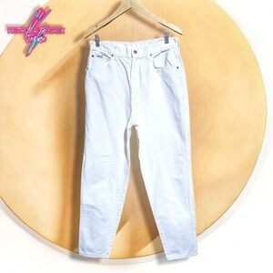 Vintage 80s Chic Retro White Denim High Rise Mom Jeans, Size 16
